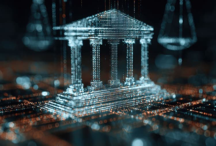 Futuristic digital rendering of a government building.